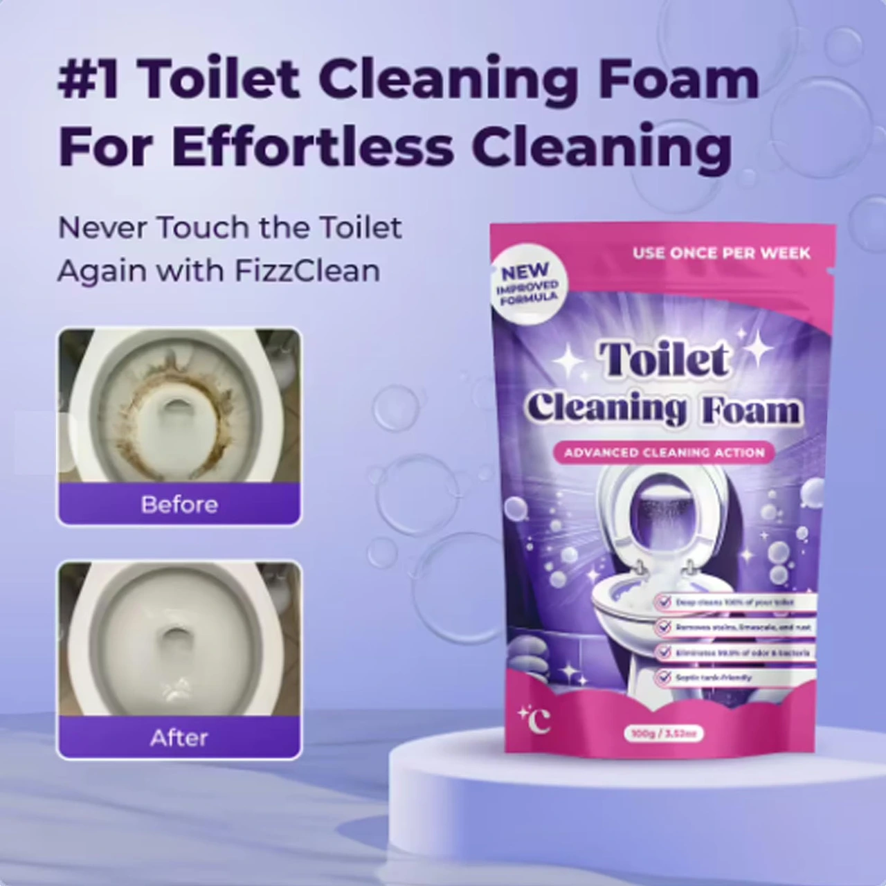 FizzClean before and after toilet cleaning results