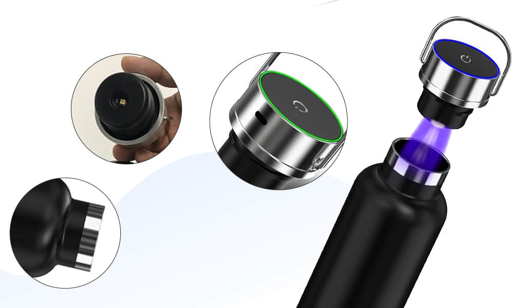 Hewelth UVClean Bottle UV-C lid feature graphic