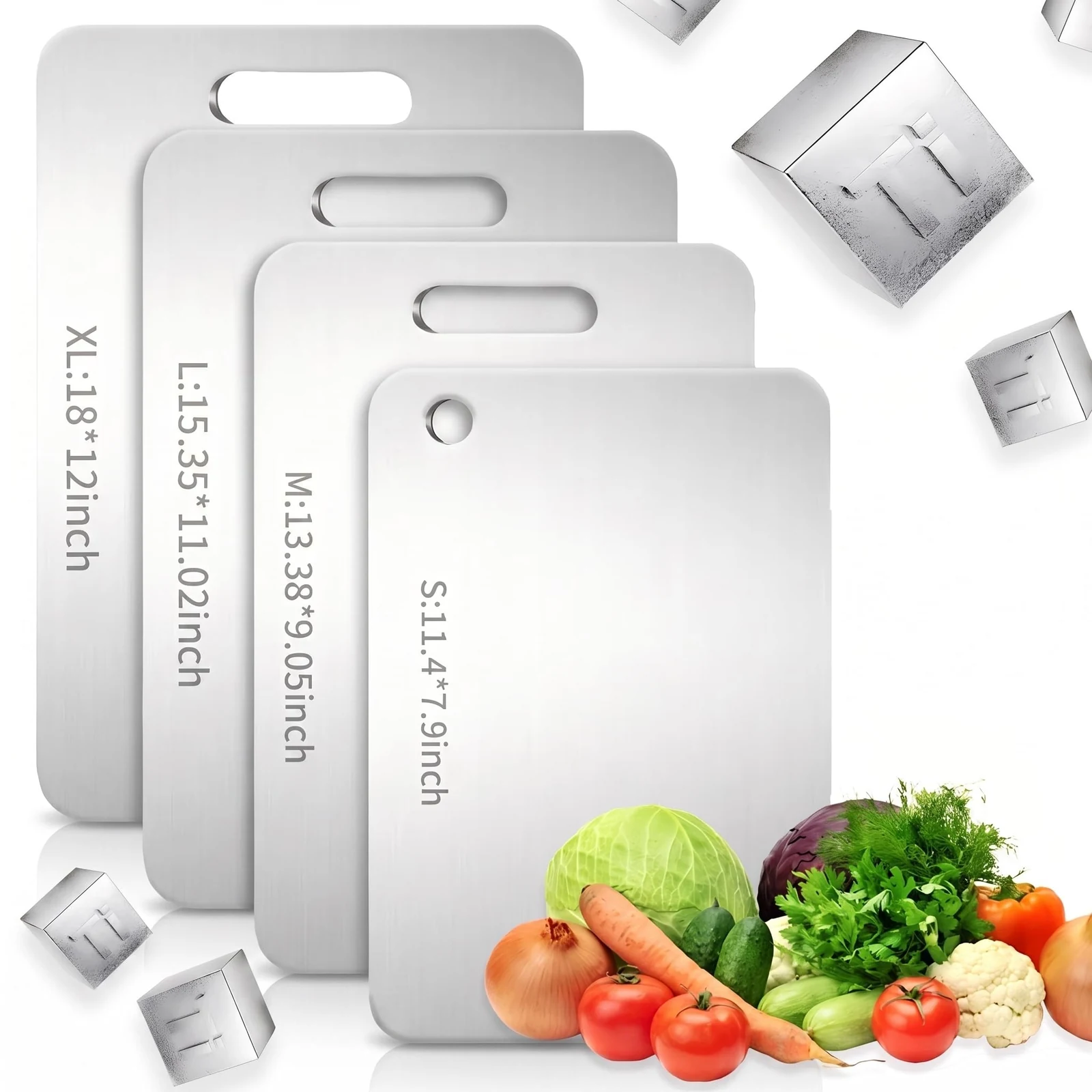 Katori titanium cutting boards in multiple sizes with Ti material callouts